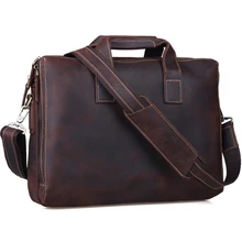 Negocio Bolso de Cuero Maletín Bolsa de Ordenador Portátil de 14 Pulgadas Para Hombre Superior de La Vendimia Suave Marrón Bolsa de Hombro Mensajero de la Taleguilla Tiding