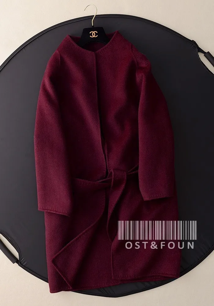 Двусторонняя шерстяная ткань, женское модное пальто, одноцветная версия кокон с широкой талией, S/M/L, и розничная