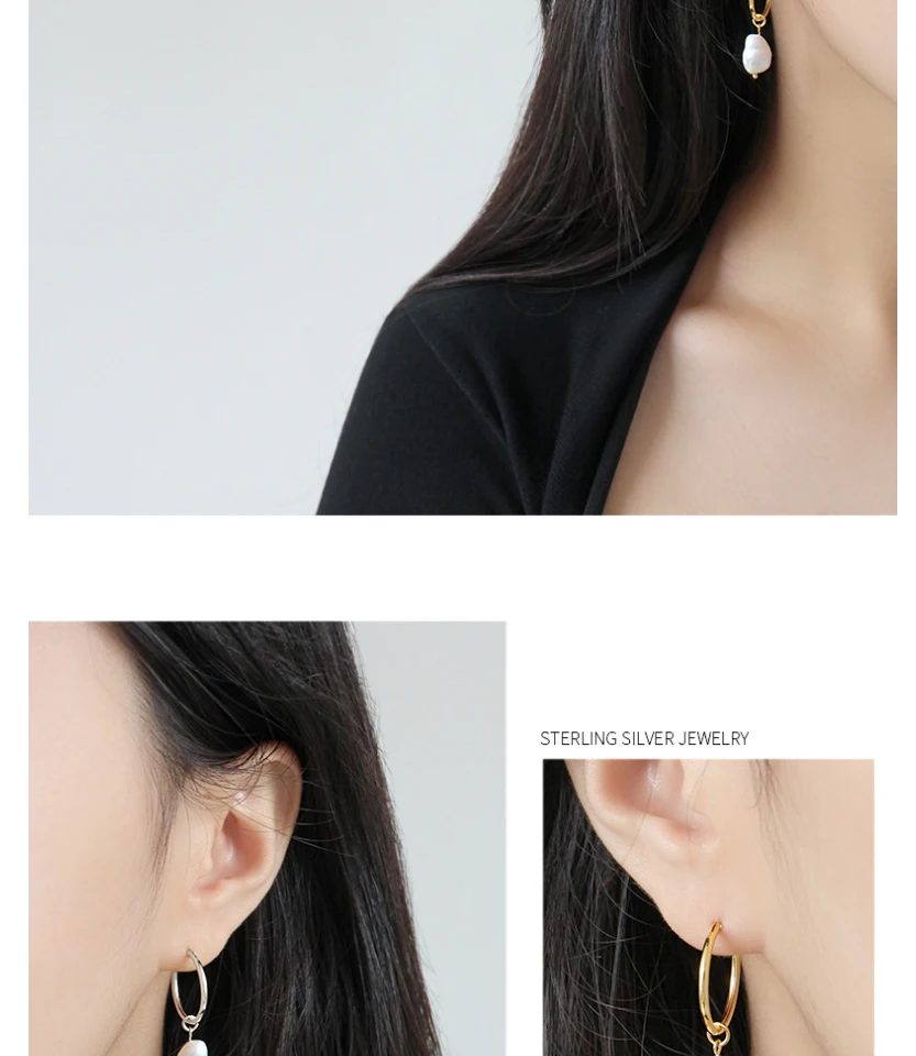 925 Sterling Silver Round Loop With Natural Waterdrop Baroque Pearl Drop Hoop Earrings For Women Fashion Party Jewelry Brincos (7)