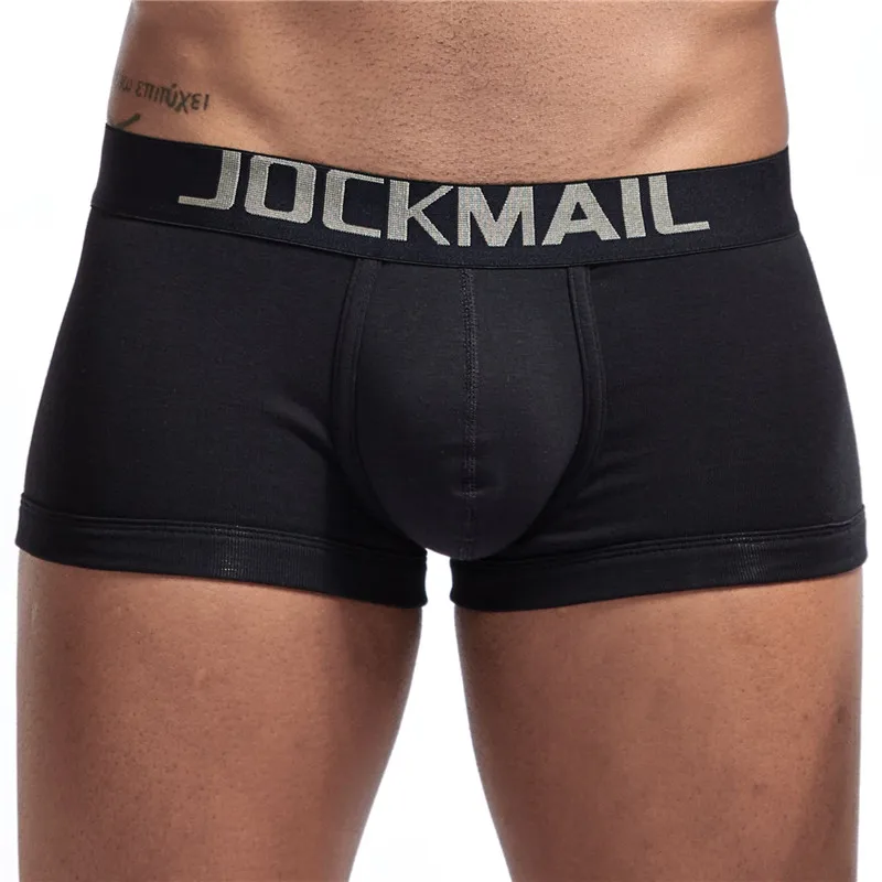 Бренд JOCKMAIL, мужское нижнее белье, трусы-боксеры, хлопок, низкая талия, сексуальные, комфортные, u-образные, мужские, дышащие, белые, мужское нижнее белье - Цвет: Черный