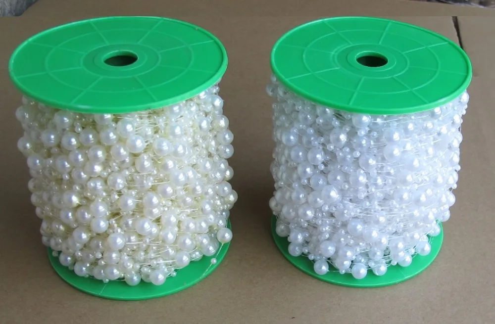 

60m/roll 8mm 3mm Mixed White Pearl Garland For Wedding Party Decoration