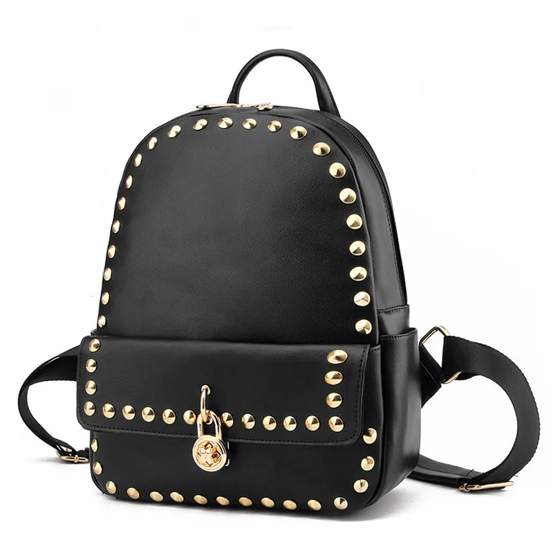 

Genuine Leather Women Backpack 2018New Backpack Rivet Fashionista New Spring and Summer Fashion Leisure Korean Women