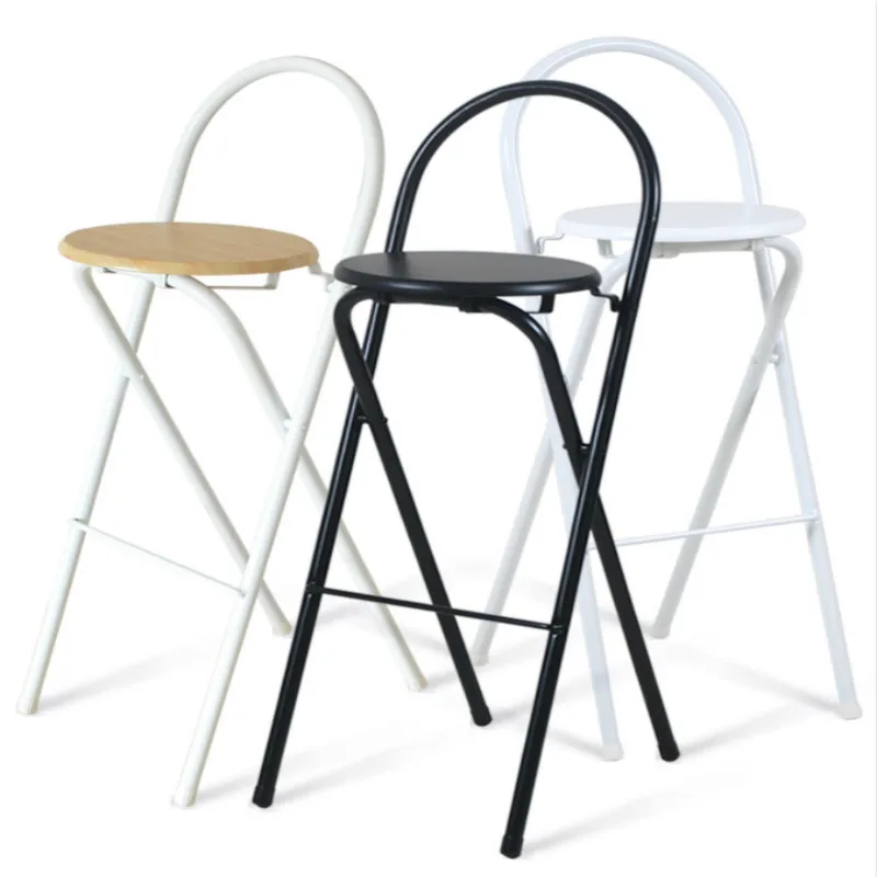 15%Folding chair bar high chair stool home backrest chair simple portable thickening adult living room chair