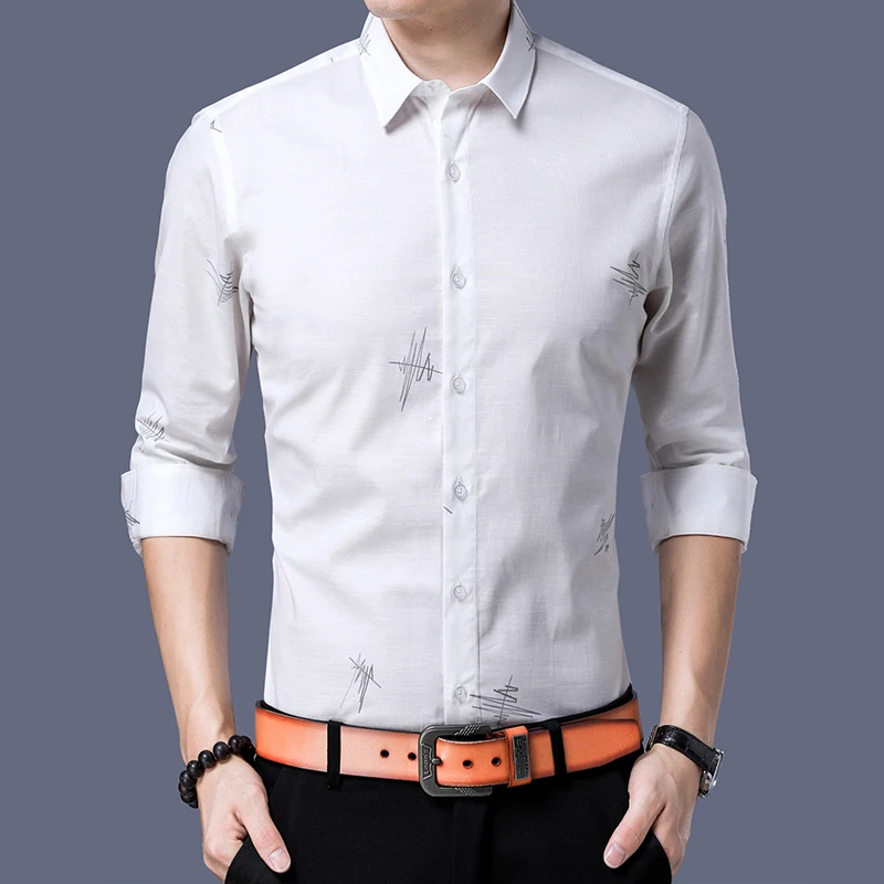 2018 Новая мода Повседневное Для мужчин хлопковая рубашка с длинными рукавами и отложным воротником рубашка Для мужчин Бизнес мужская
