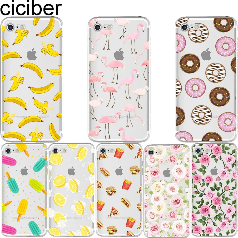 

ciciber Flamingo Donut Banana Flower soft silicon case cover For iPhone 11 Pro Max XR XS Max 6 6S 7 8 plus 5S SE X Capa Fundas