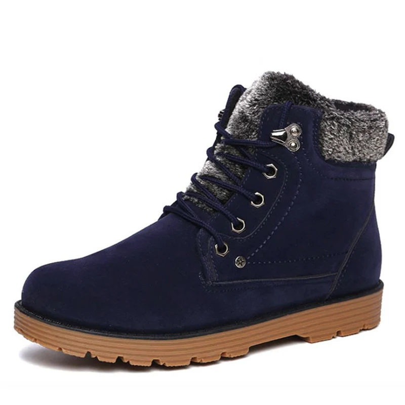 

Men Boots 2018 Winter Fashion Men Snow Boots Warm Plush Casual Men Shoes Lace-up Flats Platform Ankle Boots