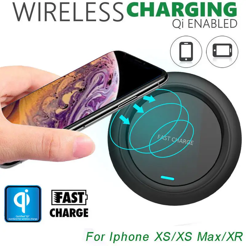 

10W Qi Wireless Charger for iPhone X/XS Max XR 8 8 Plus Visible Fast Wireless Charging pad for Samsung S8 S9/S9+ Note 9 8 phone