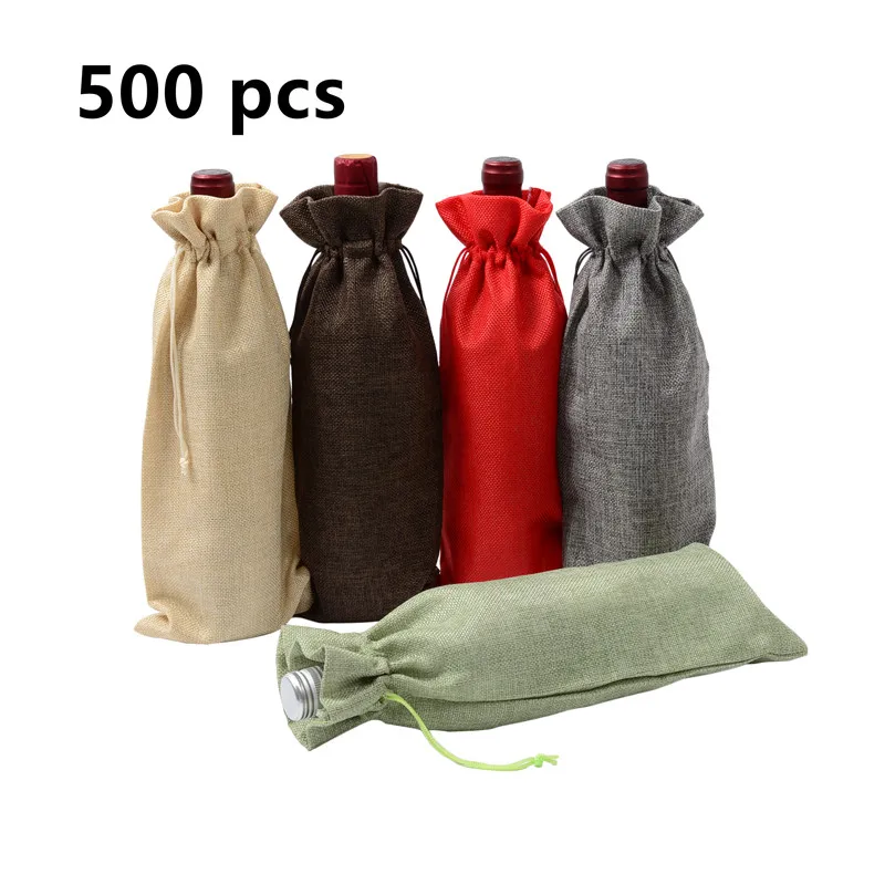 

500pcs Multi-color Optional Durable Jute Wine Bags Non-woven Fabric Red Wine Bottle