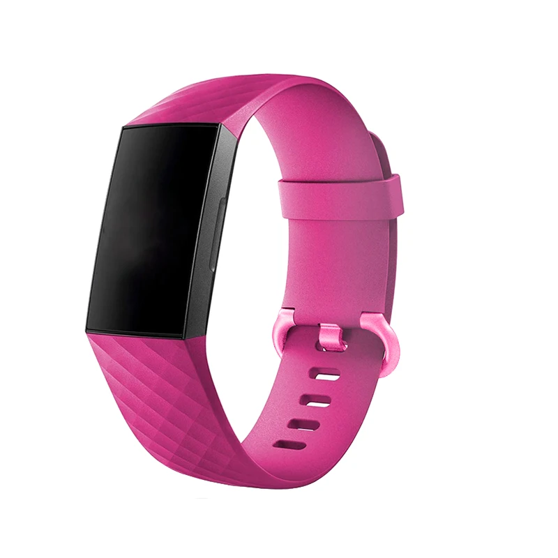rose red S/L наручный ремешок для Fitbit Charge 3 ремешок для мужчин и женщин сменный мужской т-браслет силиконовый ремешок с бриллиантовым узором умные часы аксессуары - Цвет: rose red