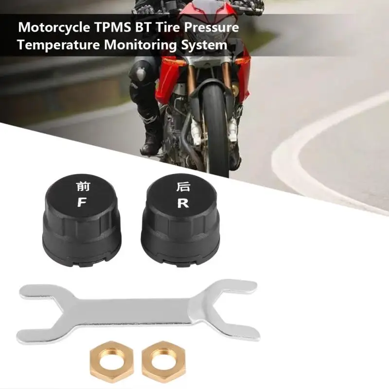

Motorcycle TPMS BT Tire Pressure Temperature Monitoring System for iOS Android W Tire Sensor