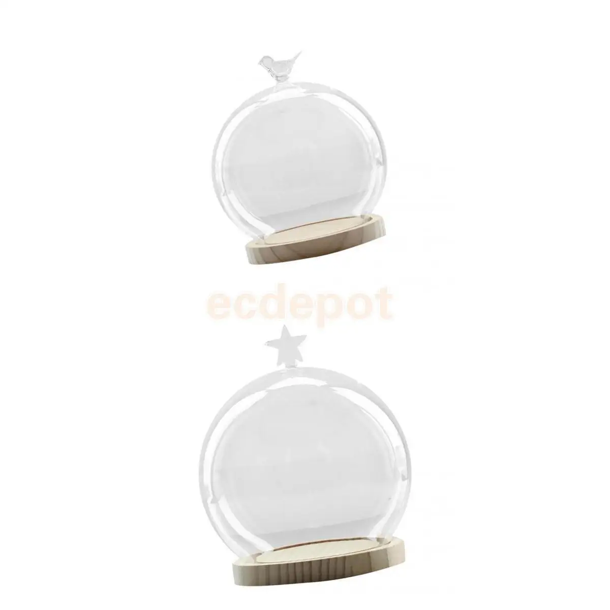 

2 Pieces Clear Glass Cover Micro Landscape Plant Dry Flower Vase Terrarium Table Desktop Decoration