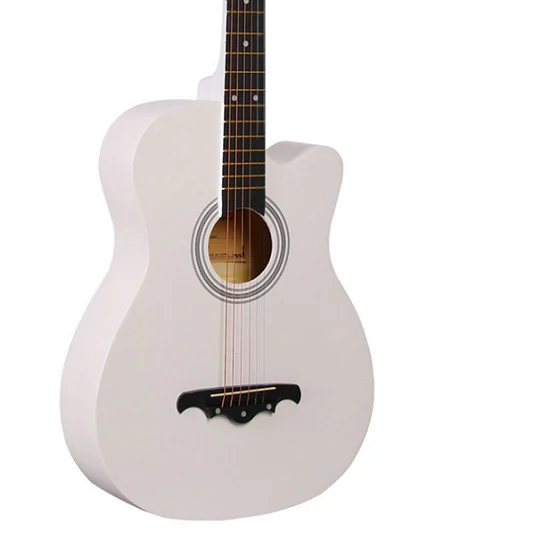 38 inch Acoustic Guitar for Beginners Guitar Sets with Capo Picks 6 Strings Guitar Basswood 13 Colors Musical Instruments AGT166 - Color: 38 inch white