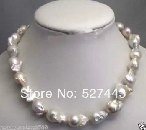 

Wholesale fast Large 15-23mm White Unusual Baroque Pearl Necklace disc Clasp 18" NEW