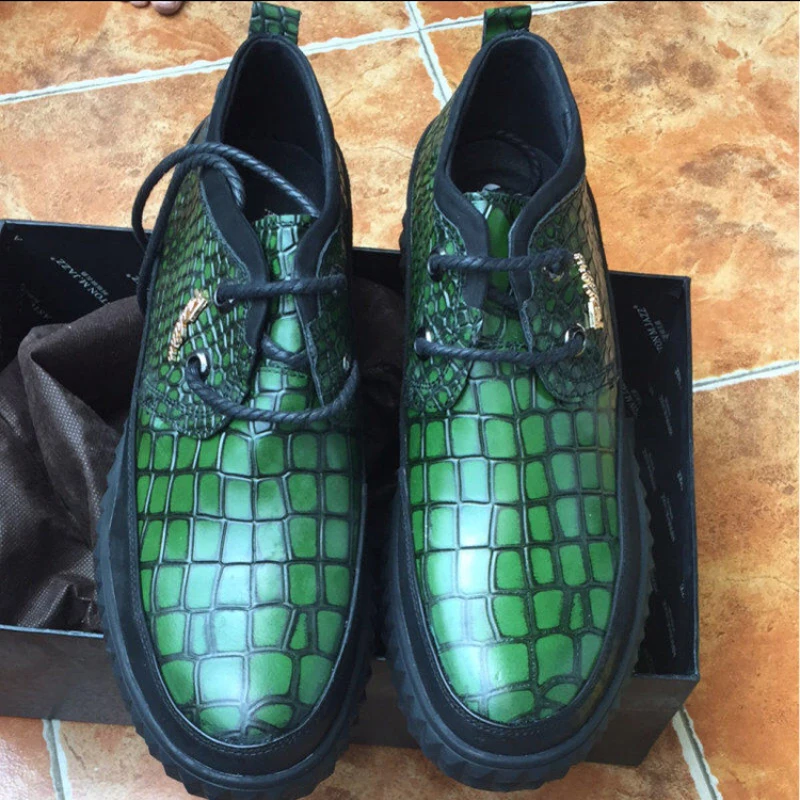 Green Size 9.5 Men's Boots Lace-up Fashion Boot Black Shoes Men Boots Chelsea Genuine Leather Winter Shoes Mens Military Boots   (1)
