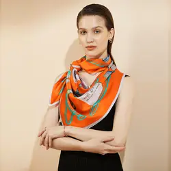 HA119 Весна 2019 Новая Женская тяжелая 100% шелковая шаль высокого класса подарок Scarves110cm однотонный креп сатин Печатный Большой квадратный шарф