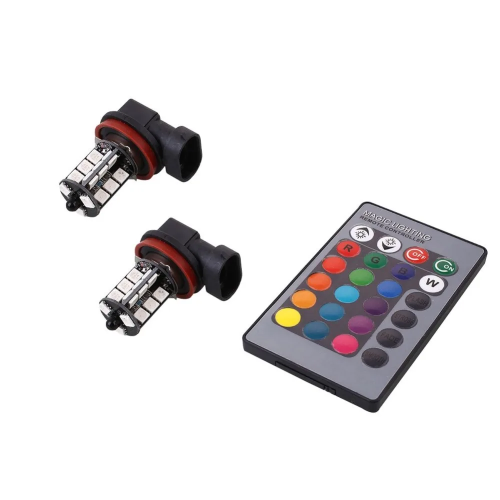 Светодиодная лампа 27SMD Blub 2x5050 RGB 9005/9006/H11/H7 автомобильная фара заднего хода