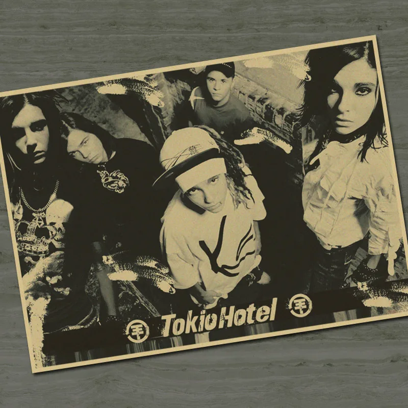 

Vintage Tokio Hotel Germany Music ROCK Band old poster retro wall sticker art crafts living room bar cafe painting 42*30cm