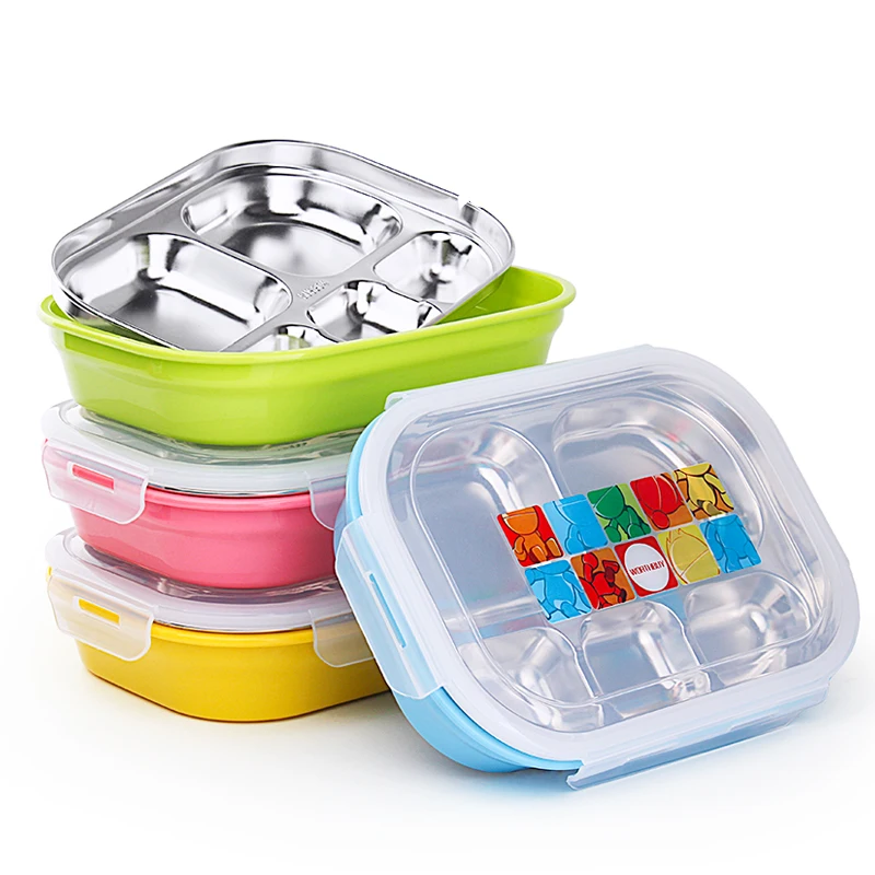 Candy Colors Japanese Stainless Steel Bento Box Food Storage Container Insulated lunch Box With Compartments For