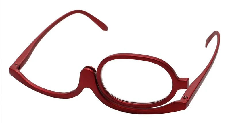 180 Вращающийся монокулярный макияж очки для чтения лупа унисекс одиночные линзы очки складной косметический диоптрий зрение очки L2 - Цвет оправы: Красный