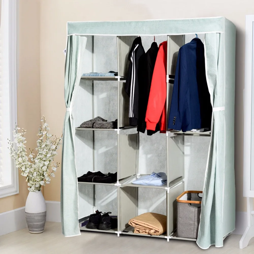 Giantex Portable Clothes Closet Storage Organizer Fabric Wardrobe Cabinet Clothes Rack Home Furniture HW56837 Giantex Portable Clothes Closet Storage Organizer Fabric Wardrobe Cabinet Clothes Rack Home Furniture HW56837