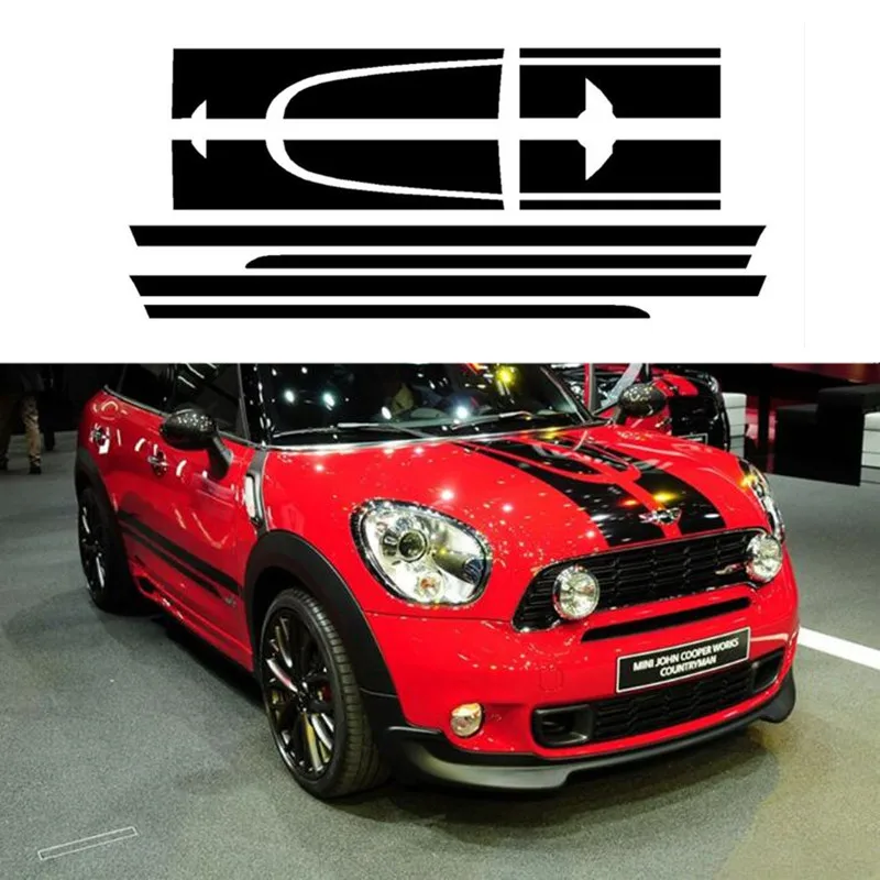 Side Skirt Stripes Hood Trunk Rear Body Decal Sticker Set for MINI COOPER JCW Countryman John Cooper Works 2014 Only Car Styling