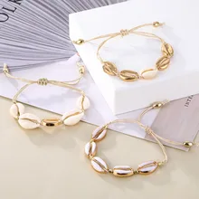 Bohemian Natürliche Sea Shell Conch Fußkettchen Für Frauen Ankle Armband auf Bein Kette Shell Gold Farbe Boho Fußkettchen Strand Fuß schmuck