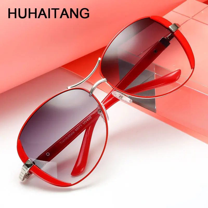 HUHAITANG Роскошные брендовые дизайнерские негабаритные пилотные Солнцезащитные очки женские высококачественные металлические мужские Солнцезащитные очки женские солнцезащитные очки для вождения