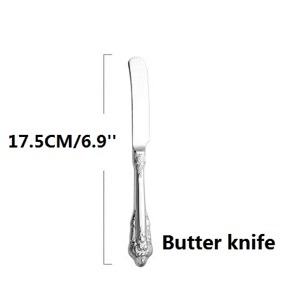 1 шт., ретро серебряная посуда, винтажное столовое серебро, столовый нож из нержавеющей стали, вилка, ложка, свадебные столовые приборы, Рождественская Западная столовая посуда - Цвет: 17.5cm Butter Knife