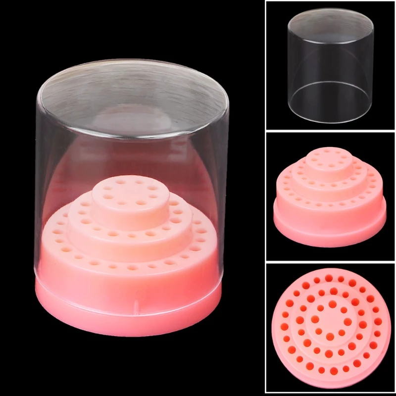 

HUAMIANLI 48 Holes Nail Drill Bit Holder Display Standing with Cover Manicure Storage Box Nail Art Equipment Accessories
