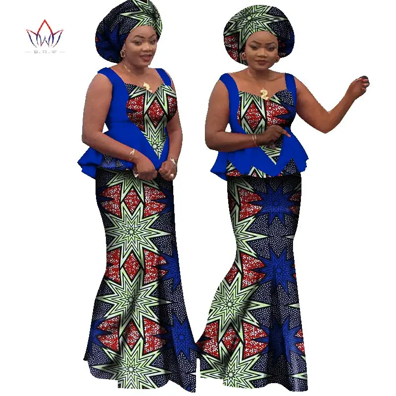 Bazin Riche африканская юбка с принтом и топ Дашики хлопок без рукавов комплект из двух частей африканская одежда для женщин WY1161