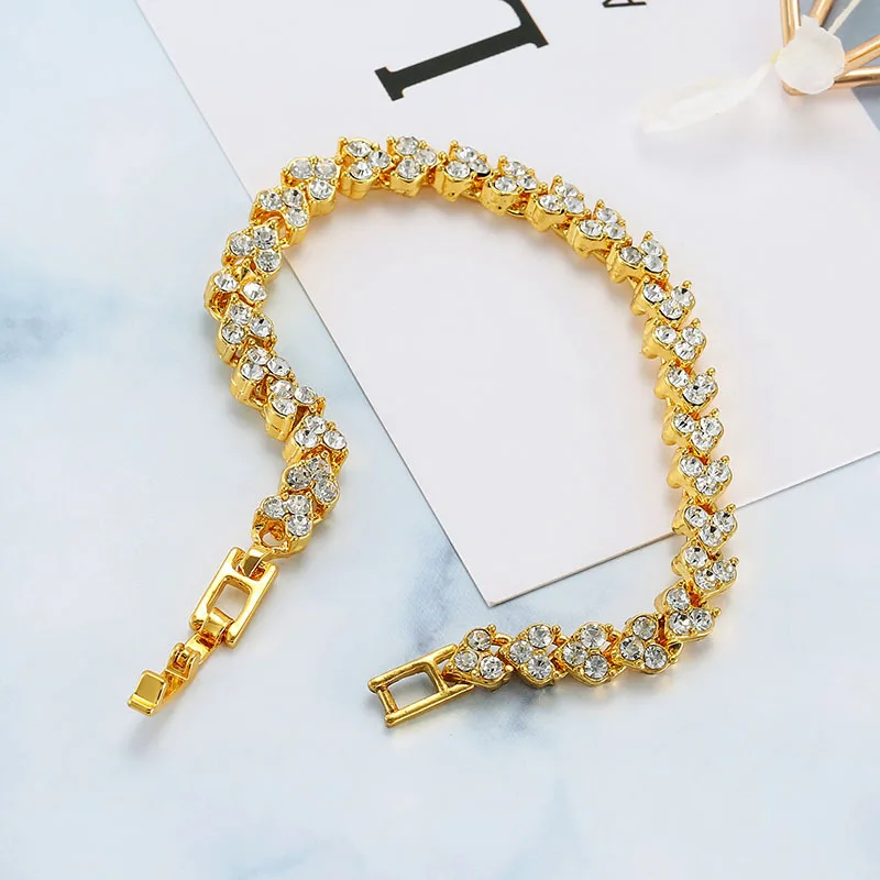 Изысканный роскошный браслет с кристаллами в европейском и американском римском стиле для леди