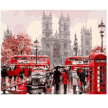 

Framed DIY Painting By Numbers London City Landscape Acrylic Painting Modern Picture Home Decor For Living Room 40x50cm