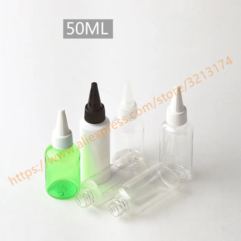 50ml pretty colors PET mini/samples bottle with sharp plastic lid