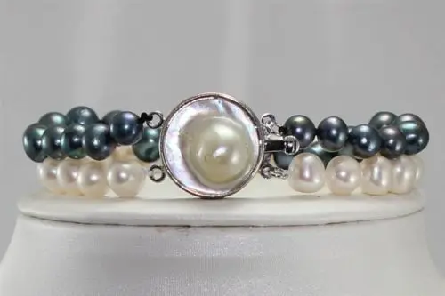 

Free shipping >>Charming 2 Choices 2 Rows Noble 8mm Goden Shell Pearl Clap Bracelet