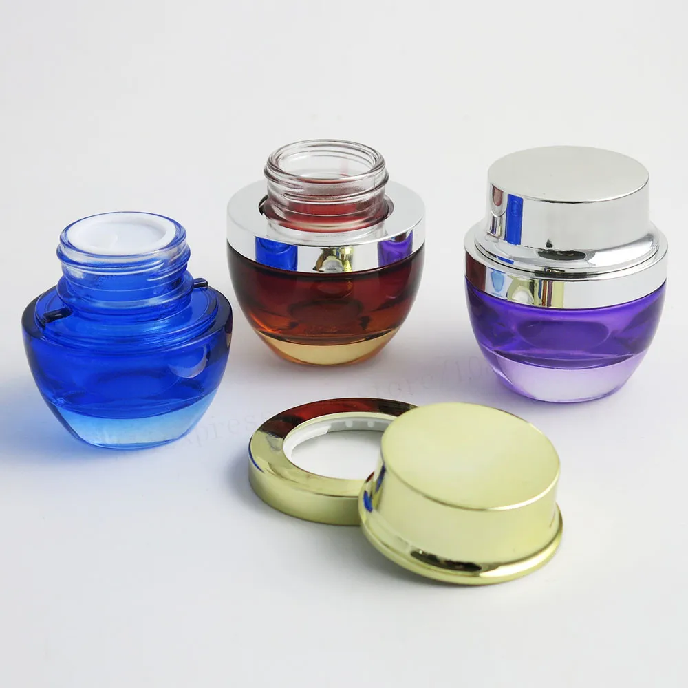 12 x 30g 50g Glass Cosmetic packaging Container 1oz 30ml 50ml Empty Cream Serum Jar Clear Blue Red Purple Black Bottle | Красота и