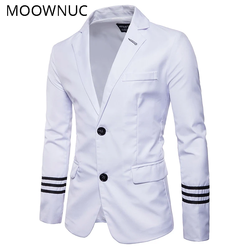 Hombre пальто блейзеры мужские куртки Masculino мужской костюм куртки в полоску Новая мода Slim Fit Твердые Умные повседневные MOOWNUC MWC