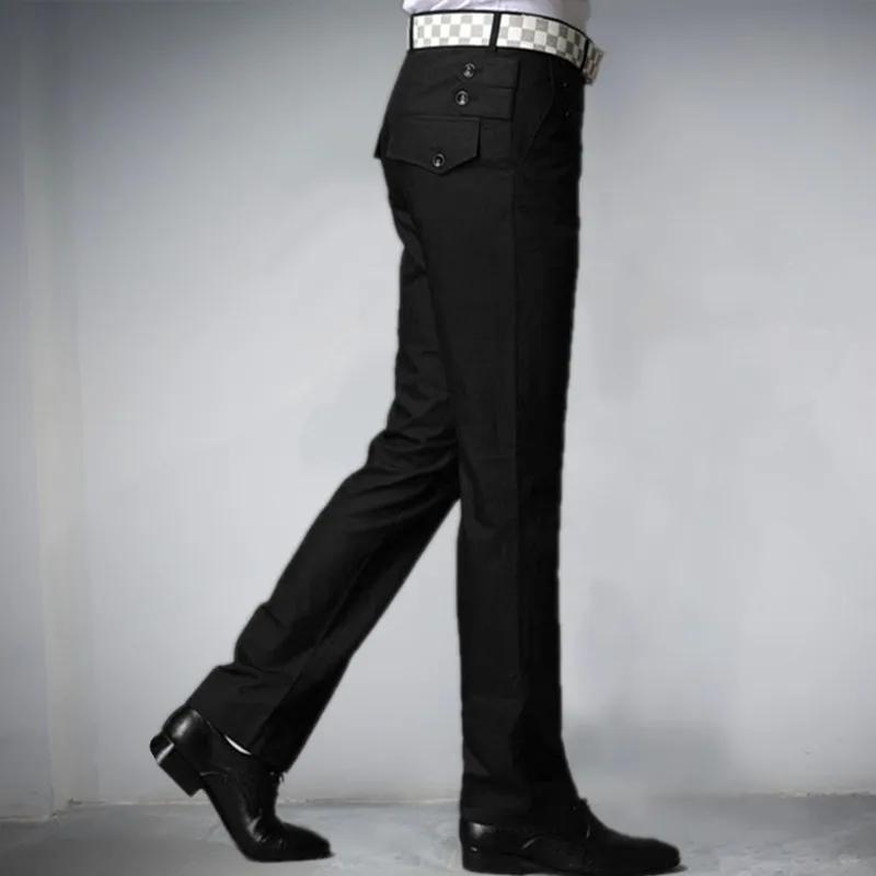 Spring New Flared Men's Casual Pants British Black Color Feet Trousers