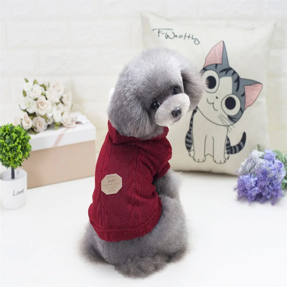 A42 зима толстый свитер для собаки пальто вязание худи для щенка одежда классический трикотаж одежда для маленьких собачек куртка Теплая парка