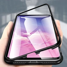 Capa de metal de adsorção magnética para celular, para samsung galaxy s8, s9, s10 plus, s10e, s7 edge, m30, m20, m10, a30, a50, a60 a70 a7 a9 j4 j6 plus 2018