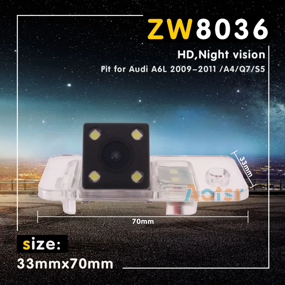 

ZW8036 HD night vision Car Rear View Camera Reverse Backup Color parking Camera 33*70 mm for Audi A6L 2009-2011 /A4/Q7/S5