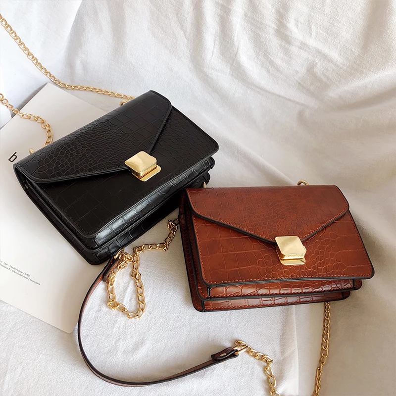 Beste Vrouwen Krokodil Patroon Crossbody Tassen Voor Vrouwen Kleine Keten Handtas kleine tas PU Lederen Handtas Dames Designer Schoudertassen
