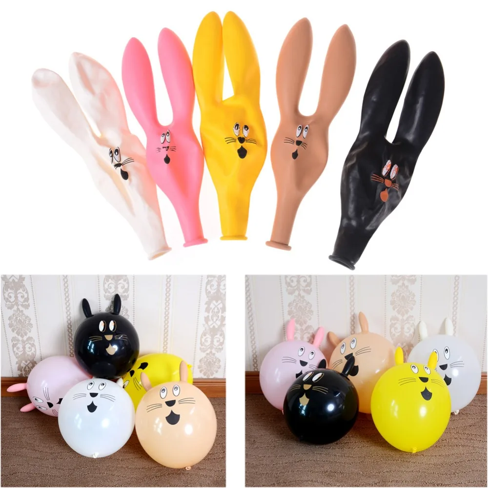 

Color Random 10Pcs/Set Rabbit Head Latex Inflatable Balloon Mixed Children's Party Special Shaped Cartoon Toys