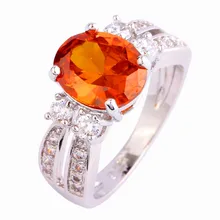 Art Deco Oval Cut Red White Cubic Ziconia Silver Color Ring Size 6 7 8 9 10 11 New Fashion Jewelry Round Gift For Women Trendy