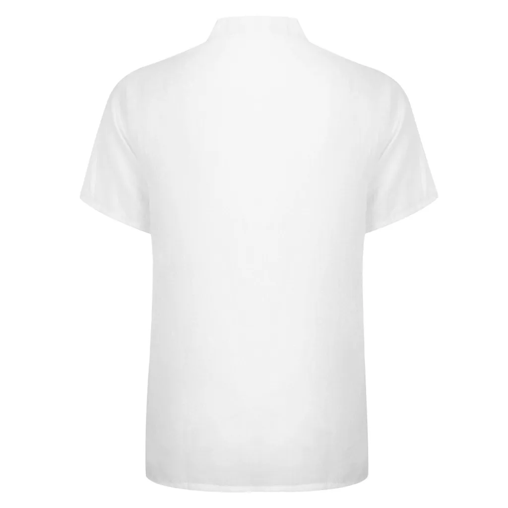 Мужская рубашка Летняя мешковатая Новая Стильная хлопковая льняное с короткими рукавами Мужская рубашка модный топ на пуговицах мужская