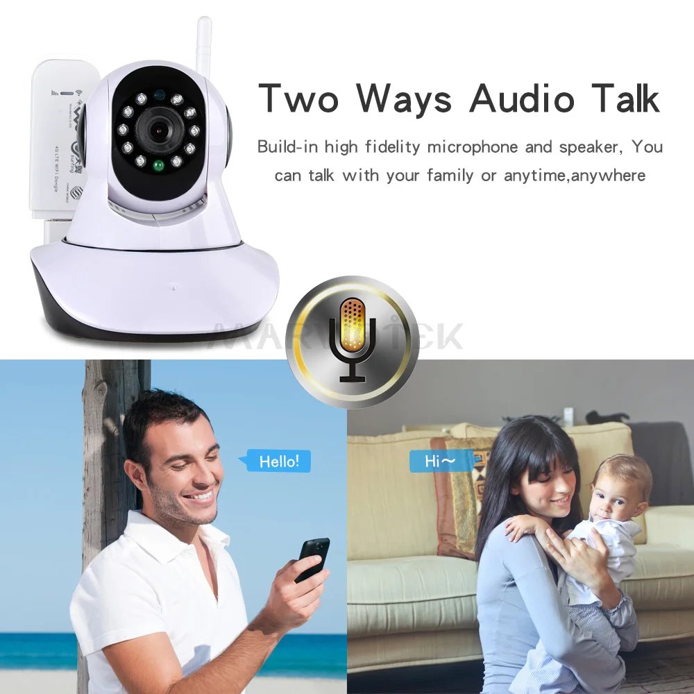Беспроводная ip камера 720P wifI видеонаблюдения wifi 360 градусов наклон 4G 3G с слотом для