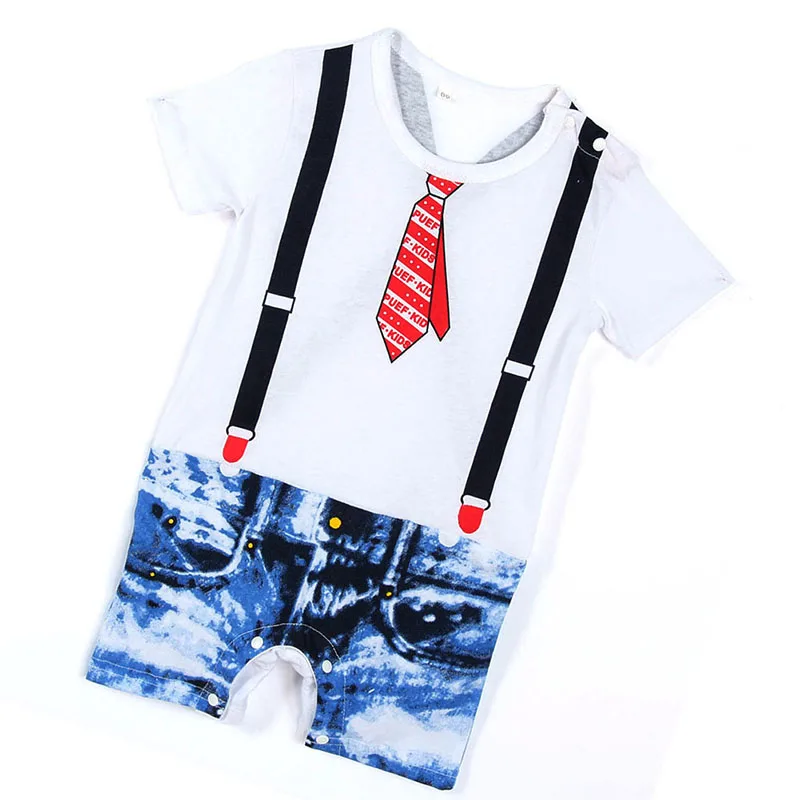 Summer Lovely Toddler Baby Boy Button Down Romper Jumpsuit Set Newborn Kid Braces Suits Kid Infant Tie Printed Playsuit lovely baby boy girl toddler newborn kid solid comfy romper soft jumpsuitth002