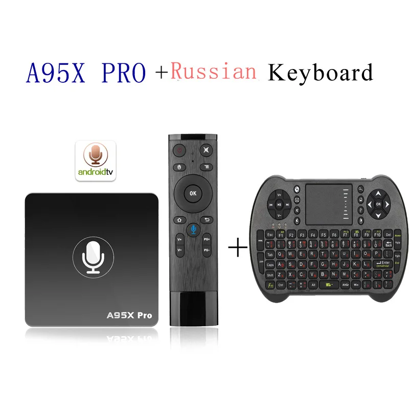 A95X Pro Android 7,1 ТВ приставка Amlogic S905W с голосовым управлением четырехъядерный 2,4G WiFi медиаплеер W/2,4G Air mouse пульт дистанционного управления - Цвет: add RU keyboard