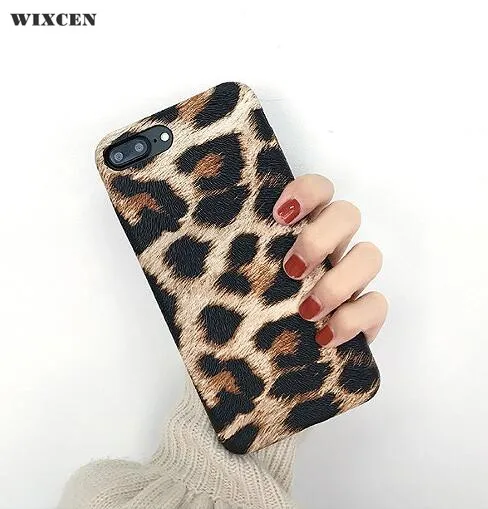 

Wixcen High Quality Pu Leather Leopard Phone Case for Iphone 7 7plus 6 6s 6plus 8 Xs XR Retro Soft TPU Case Luxury Back Cover