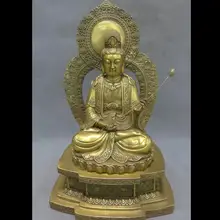 Zhaorui48843268++ 1" Китайский латунный буддистский Лотос Куан-Инь куанин статуя Будды