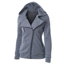 Spring Solid Color Hooded Jacket Long Sleeve Women Hoodies Sweatshirts Black Zipper Autumn Winter Outerwear Coats